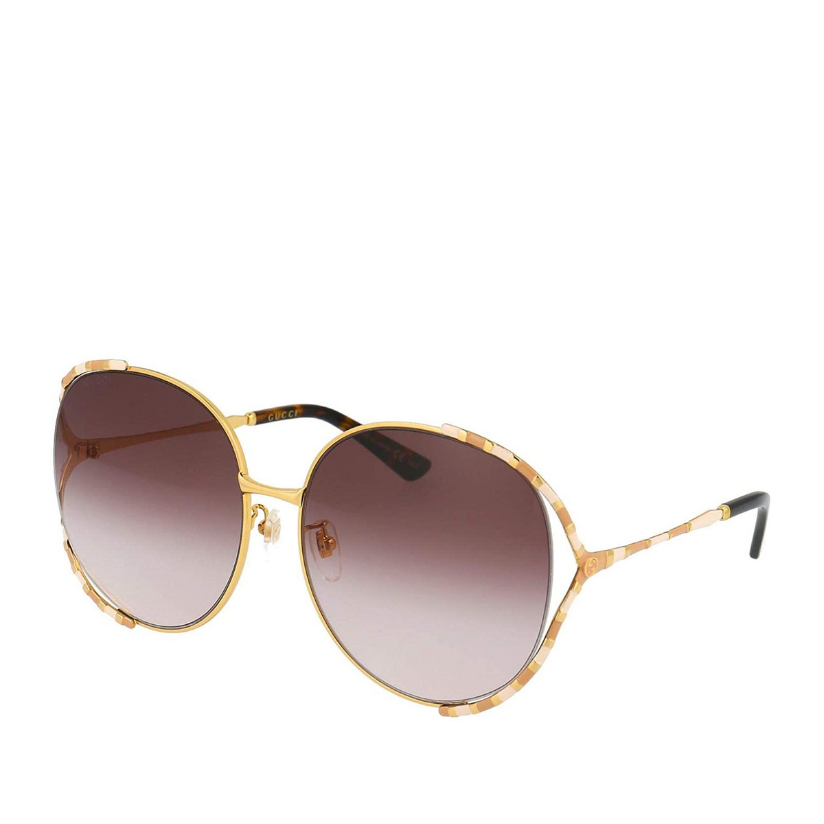 Gucci GG0595S Sunglasses 008 Gold - three-quarters view