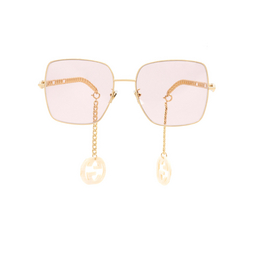 Gucci® Square Sunglasses: GG0724S color Gold 003.