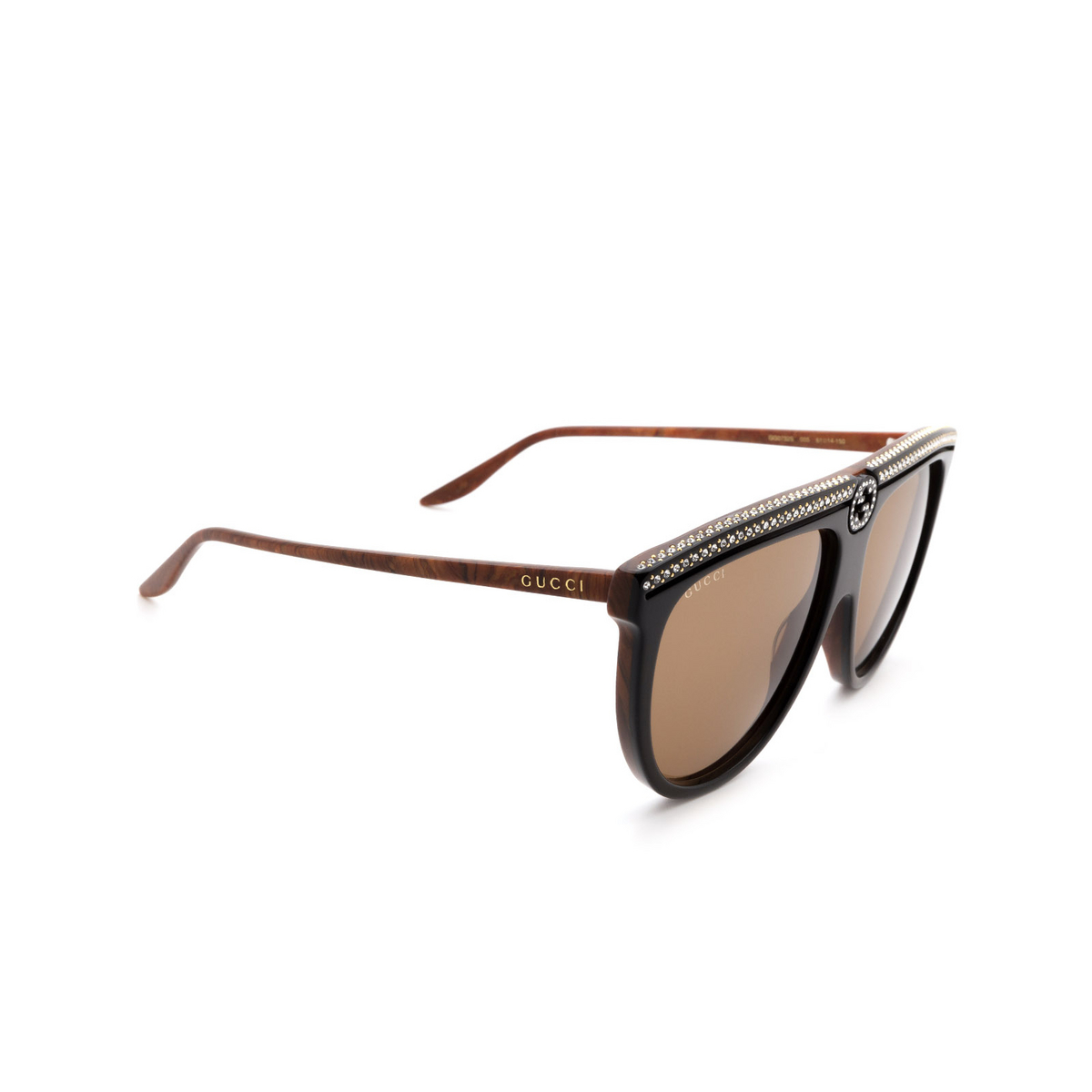 Gucci® Aviator Sunglasses: GG0732S color Black 005 - product thumbnail 2/3.