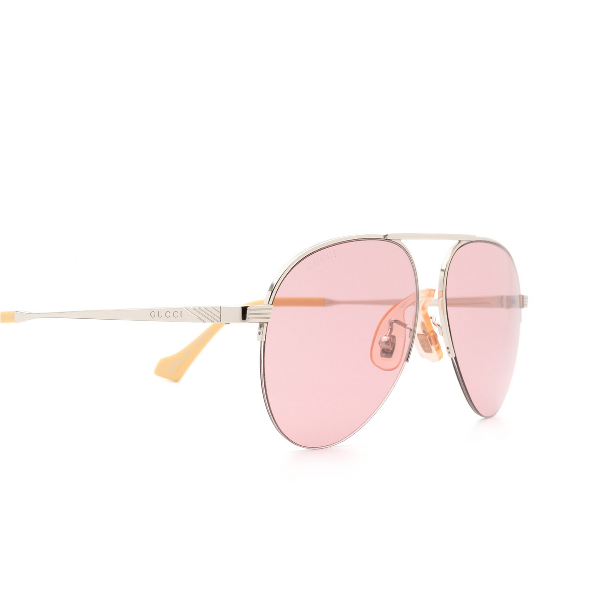 Gucci® Aviator Sunglasses: GG0742S color 003 Silver - product thumbnail 3/3