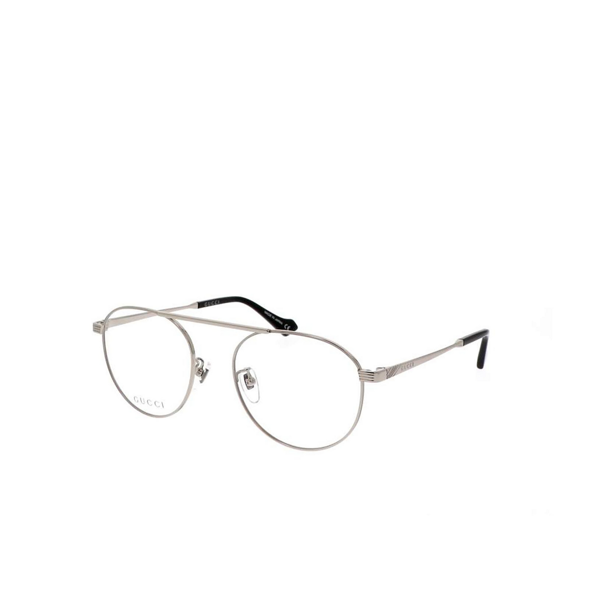 Gucci® Aviator Eyeglasses: GG0744O color Silver 001 - three-quarters view.