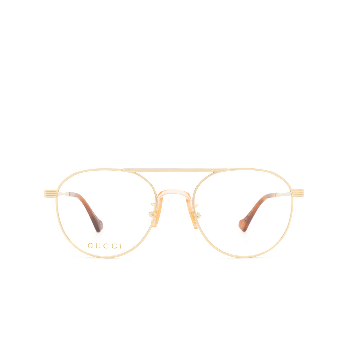 Gucci® Aviator Eyeglasses: GG0744O color Gold 004 - front view.