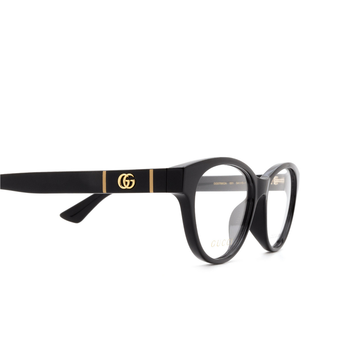 Gucci GG0766OA Eyeglasses 001 Black - 3/4