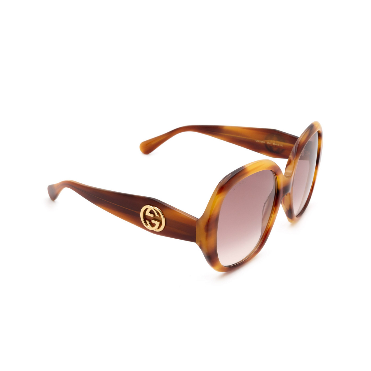 Gucci GG0796S Sunglasses 004 Havana - three-quarters view