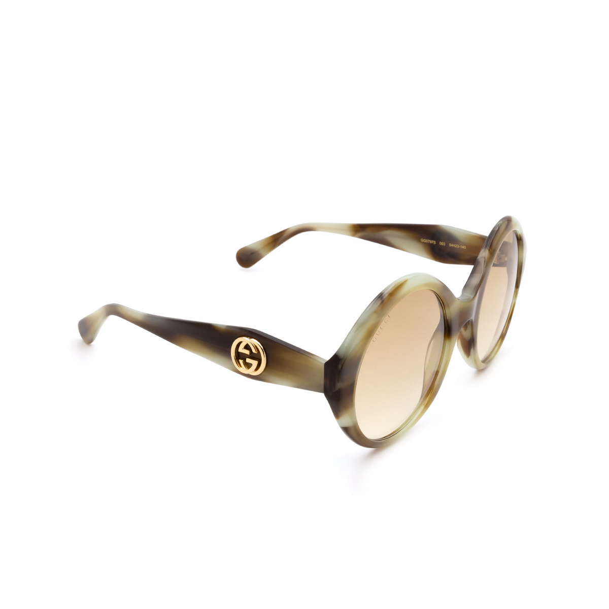 Gucci® Round Sunglasses: GG0797S color 003 Havana - product thumbnail 2/3