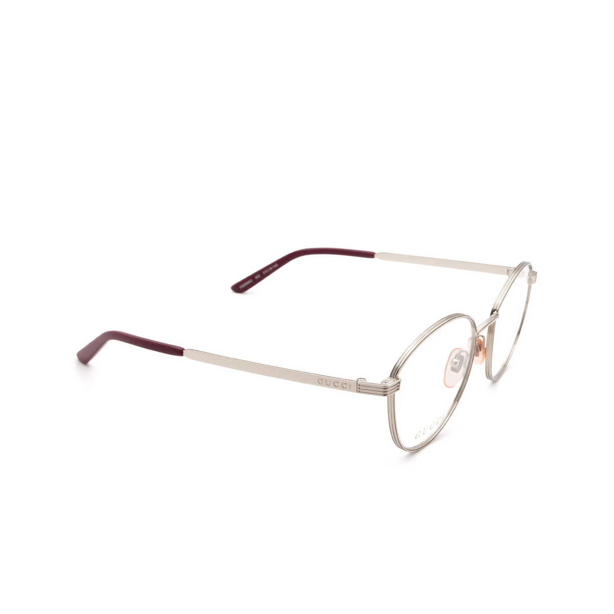 Gucci® Round Eyeglasses: GG0806O color Silver 002 - 2/3.