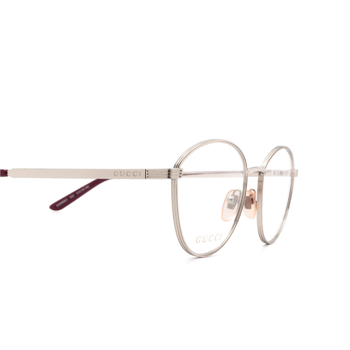 Gucci® Round Eyeglasses: GG0806O color Silver 002 - 3/3.