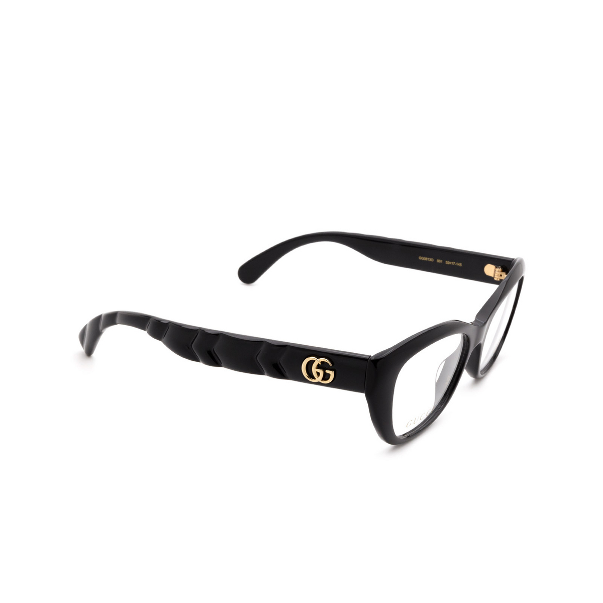 Gucci GG0813O Eyeglasses 001 Black - three-quarters view