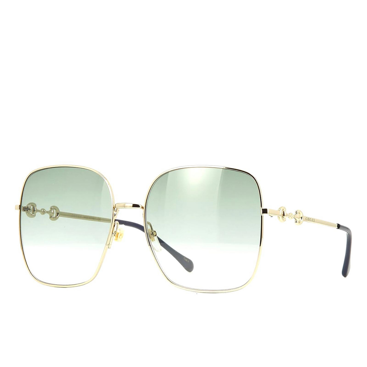 Gucci® Square Sunglasses: GG0879S color Gold 003 - three-quarters view.