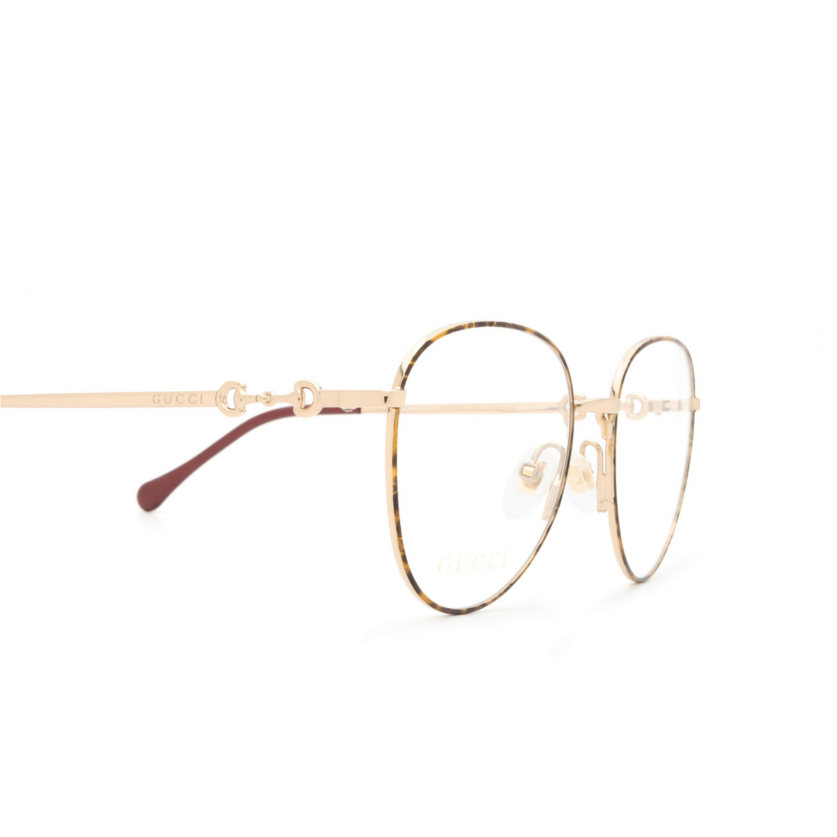 Gucci® Round Eyeglasses: GG0880O color Gold / Havana 002 - 3/3.