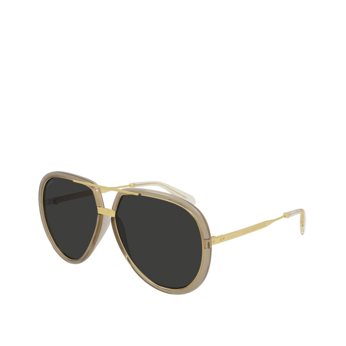 Gucci® Aviator Sunglasses: GG0904S color Green 002 - three-quarters view.