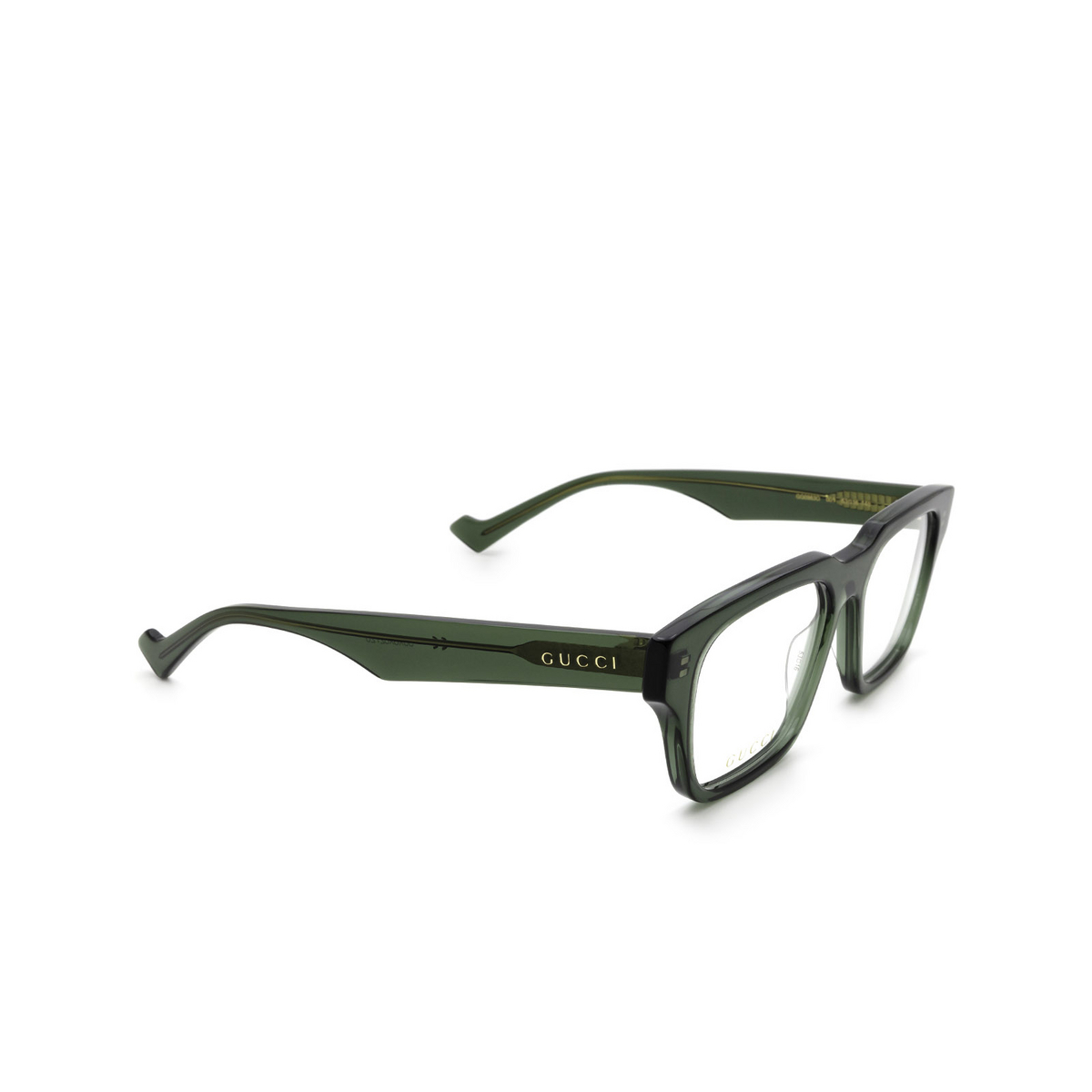 Gucci® Rectangle Eyeglasses: GG0963O color Green 003 - three-quarters view.