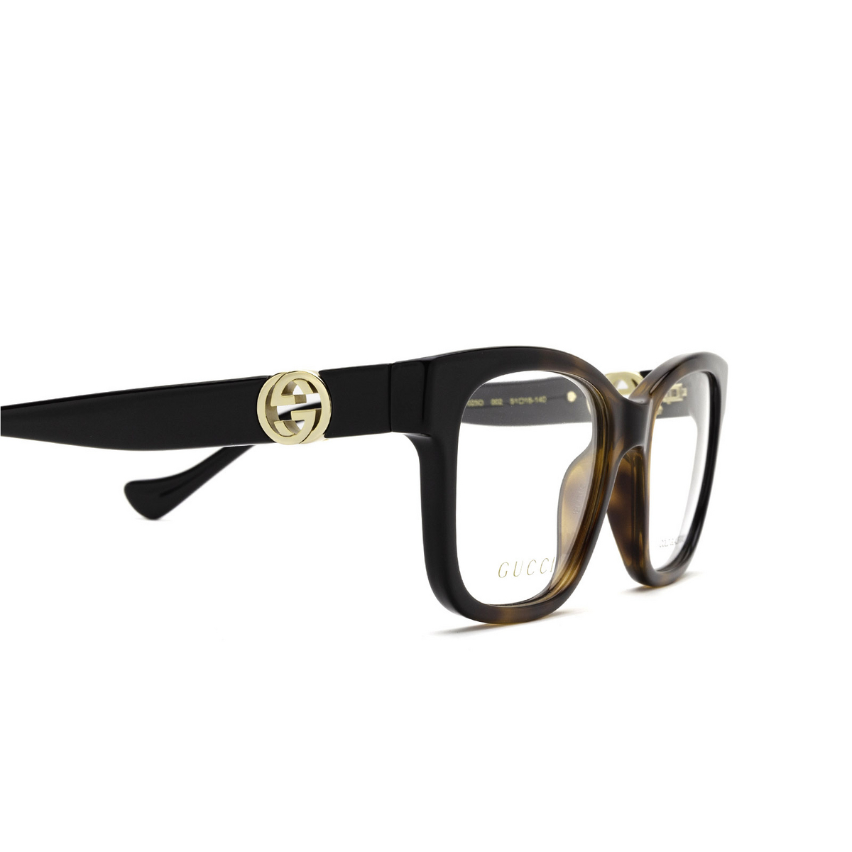 Gucci® Square Eyeglasses: GG1025O color Black & Havana 002 - product thumbnail 3/3.