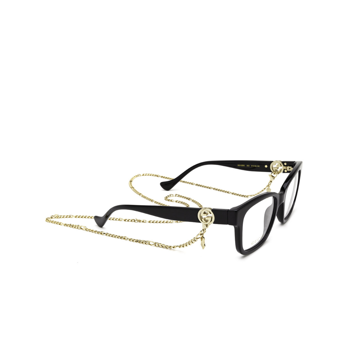 Gucci GG1025O Eyeglasses 003 Black - three-quarters view