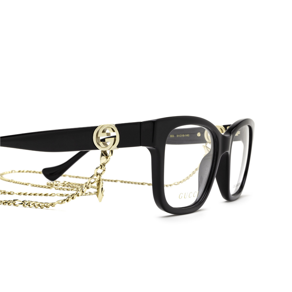 Gucci® Square Eyeglasses: GG1025O color Black 003 - 3/4.