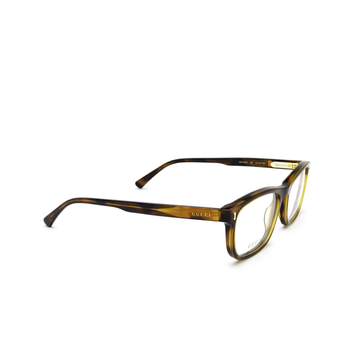 Gucci GG1046O Eyeglasses 005 Havana - three-quarters view