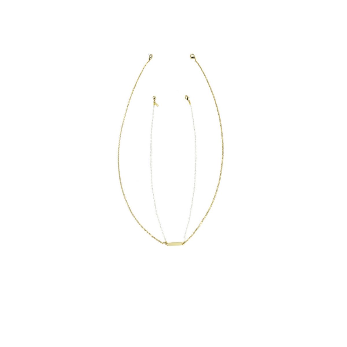 Huma® Accessories: Double Chain - Oval Pearl color Pearl & Brass P03-P - 3/3.