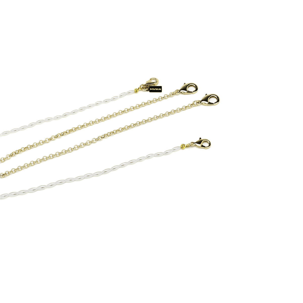 Huma DOUBLE CHAIN - OVAL PEARL P03-P Pearl & Brass P03-P Pearl & Brass - product thumbnail 1/3