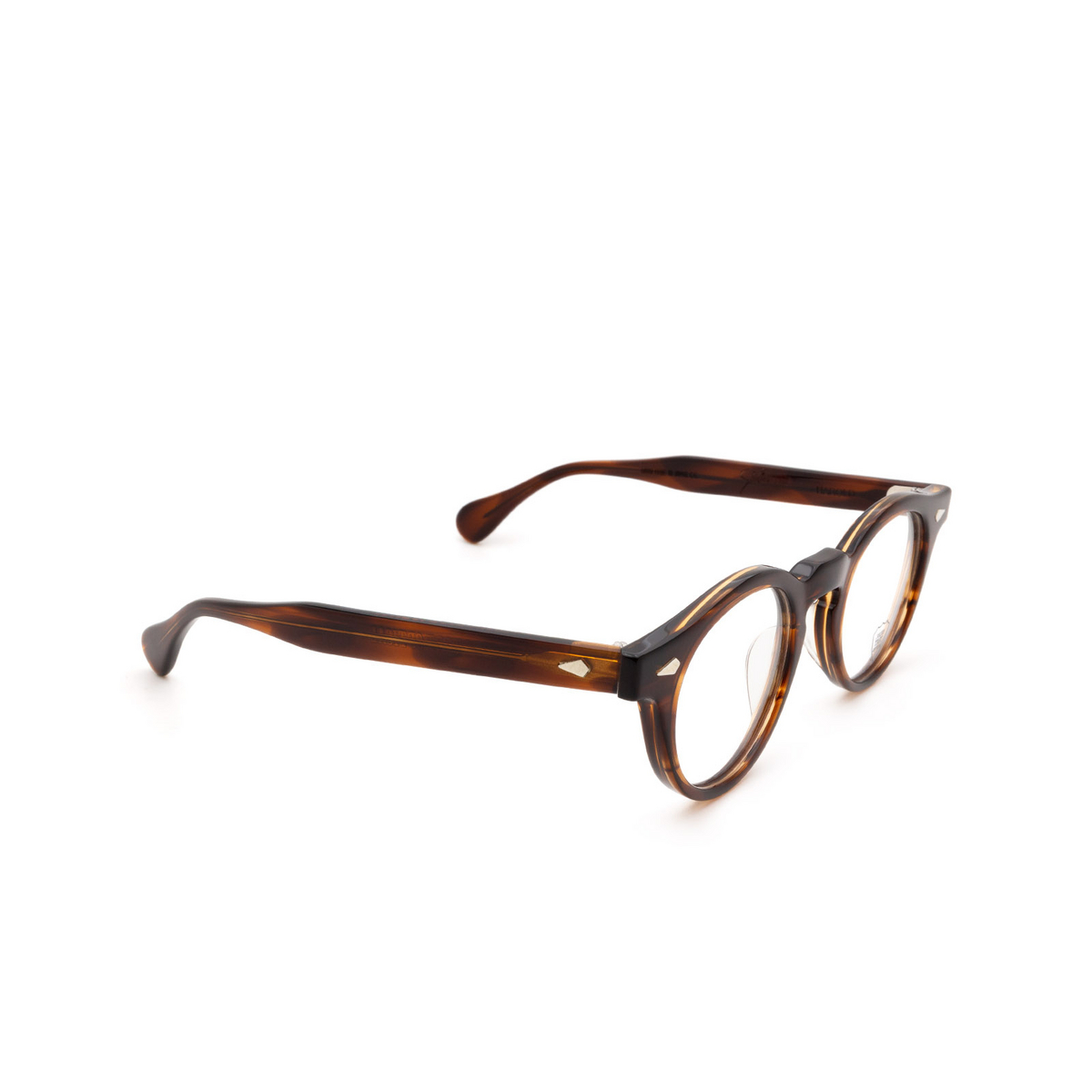 Julius Tart Optical® Round Eyeglasses: Harold color Demi-amber - three-quarters view.
