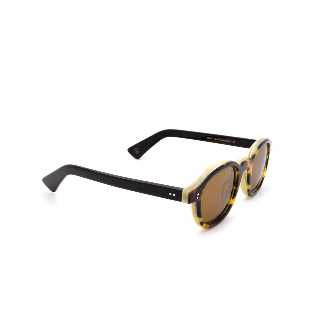 Lesca® Square Sunglasses: BRUT PANTO 8MM color Havana 15 - three-quarters view.