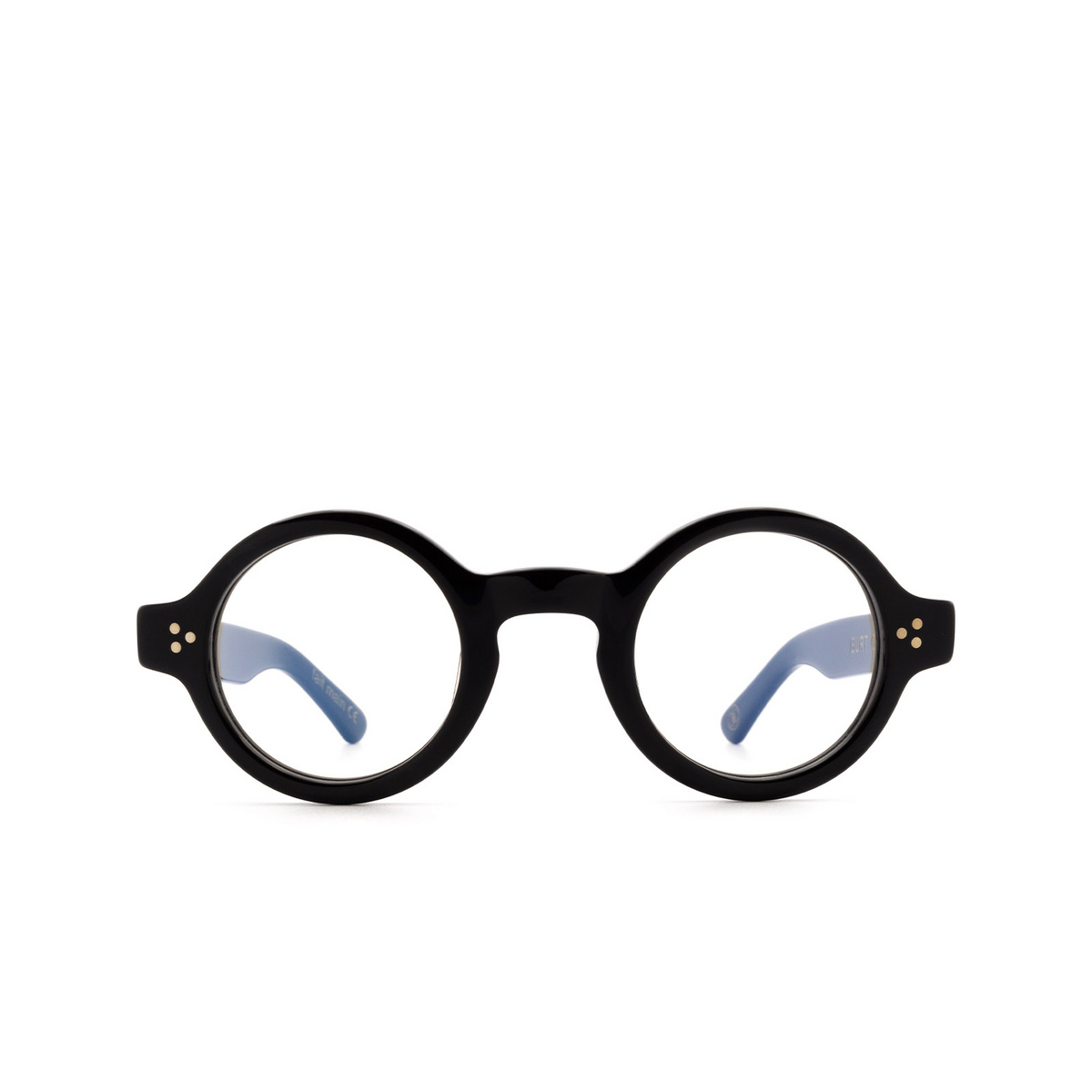 Lesca® Round Eyeglasses: Burt color Noir 100 - front view.