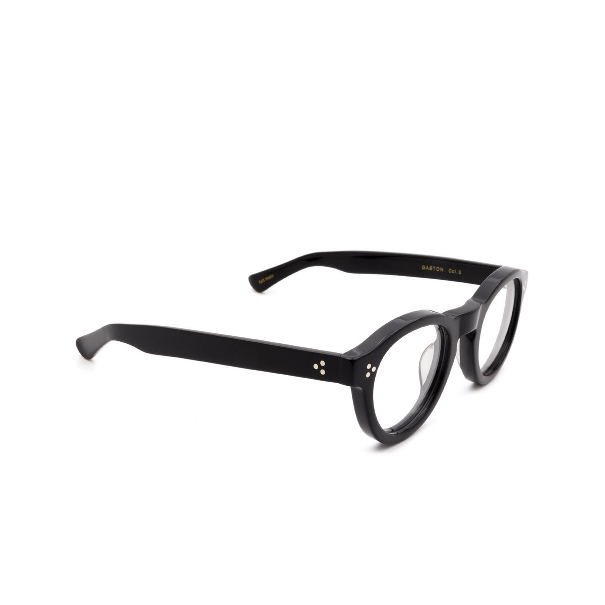 Lesca® Round Eyeglasses: Gaston Optic color Noir Matt 5 - three-quarters view.