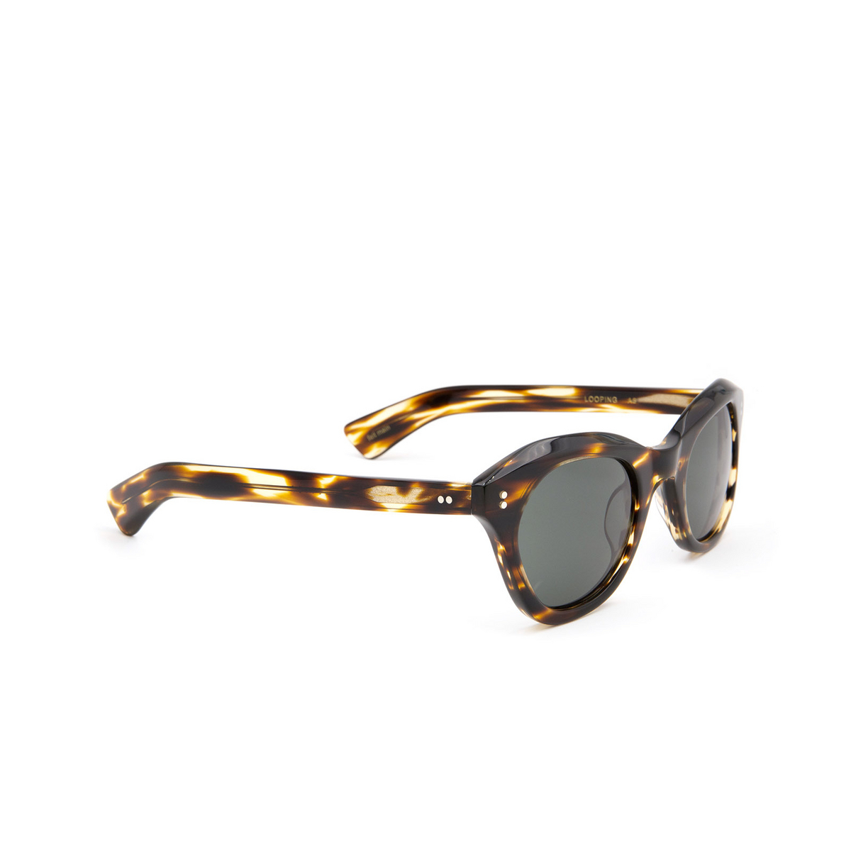 Lesca® Square Sunglasses: Looping color Striped Havana A3 - three-quarters view.