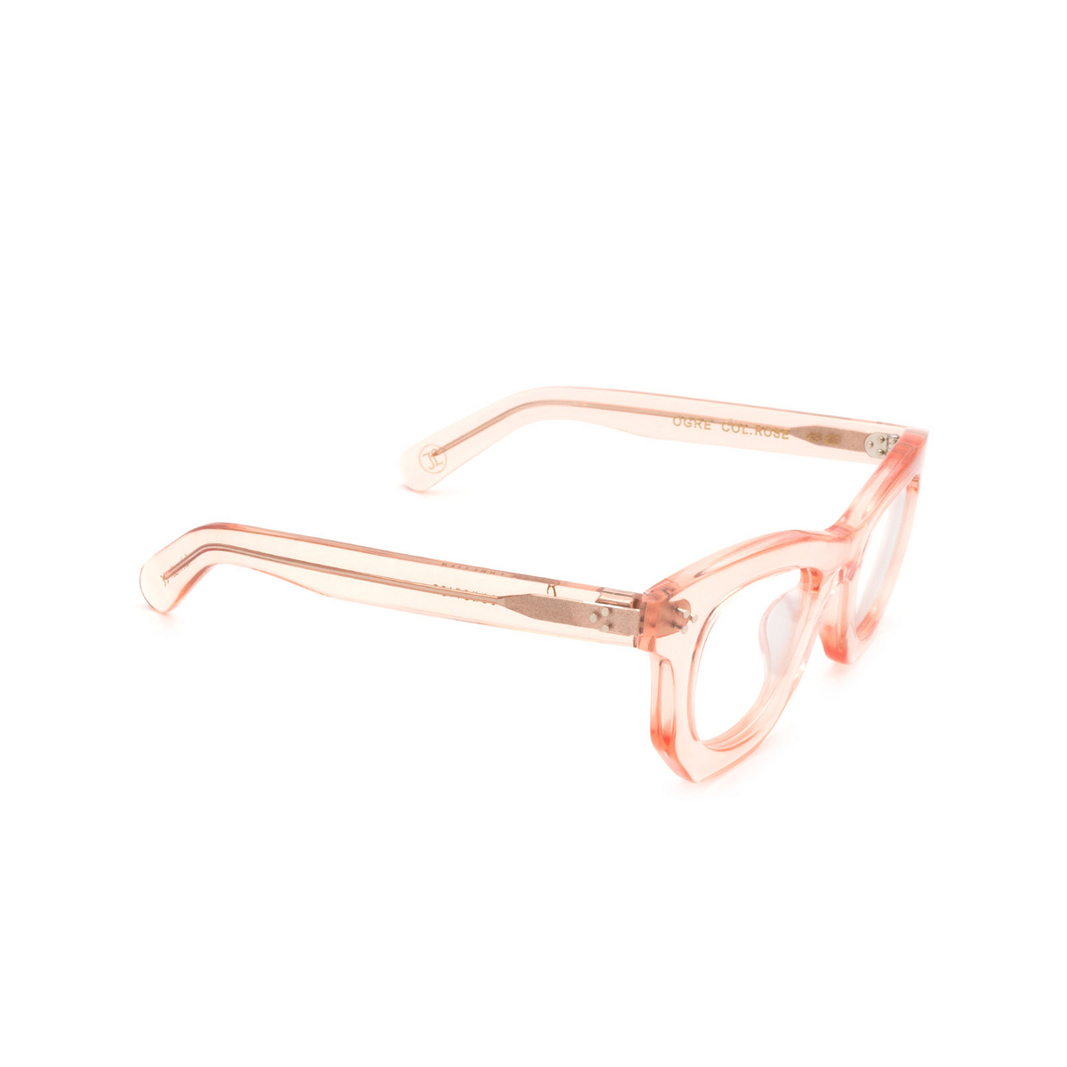 Lesca® Irregular Eyeglasses: Ogre color Pink Rose - three-quarters view.