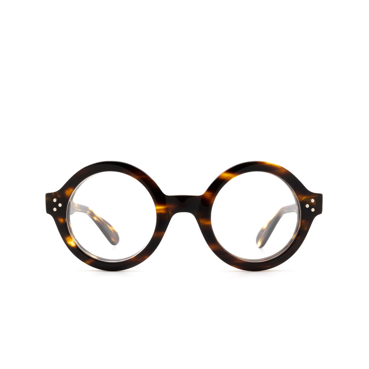 Lesca® Round Eyeglasses: Phil color Écaille Jaspé Clair A8 - front view.