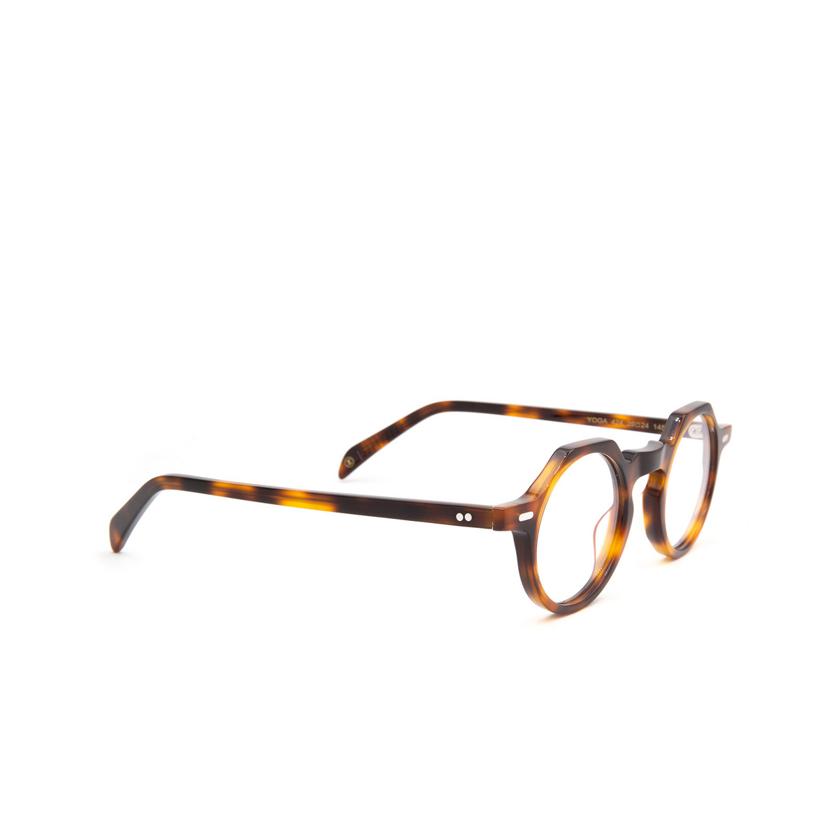 Lesca® Irregular Eyeglasses: Yoga color Havana 424 - three-quarters view.