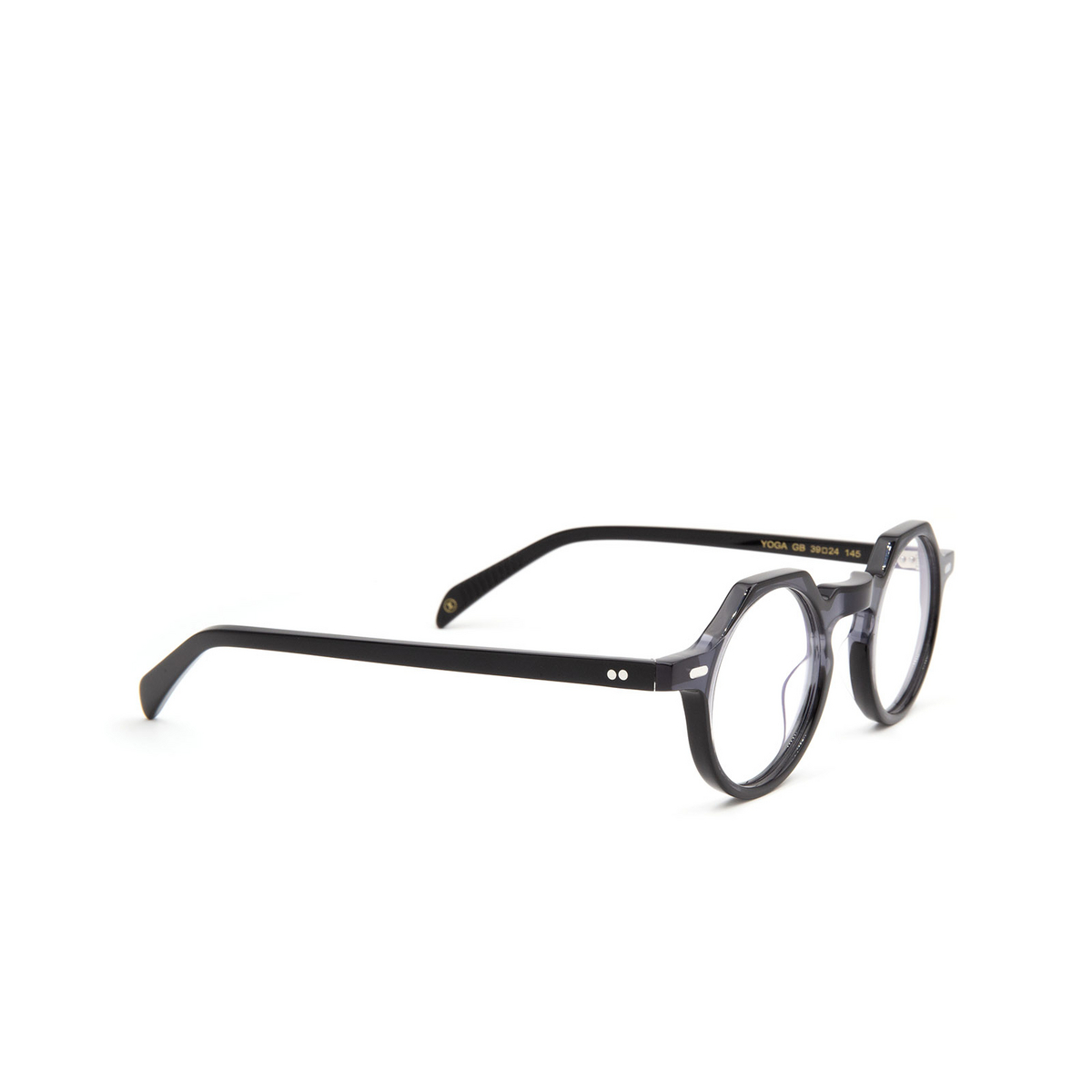 Lesca® Irregular Eyeglasses: Yoga color Black Gb - three-quarters view.