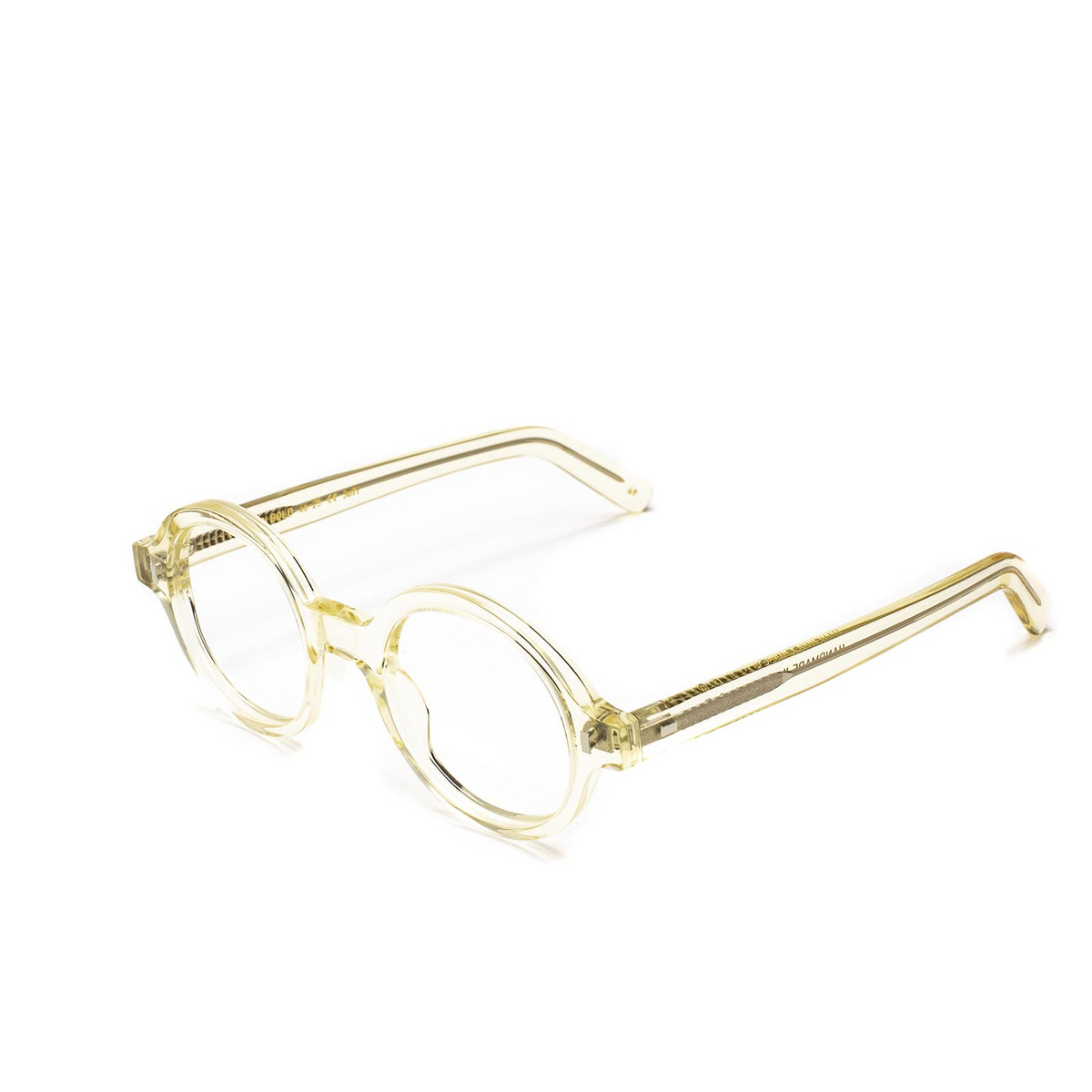 L.G.R® Round Eyeglasses: Reunion Bold Opt color Champagne 49 - three-quarters view.