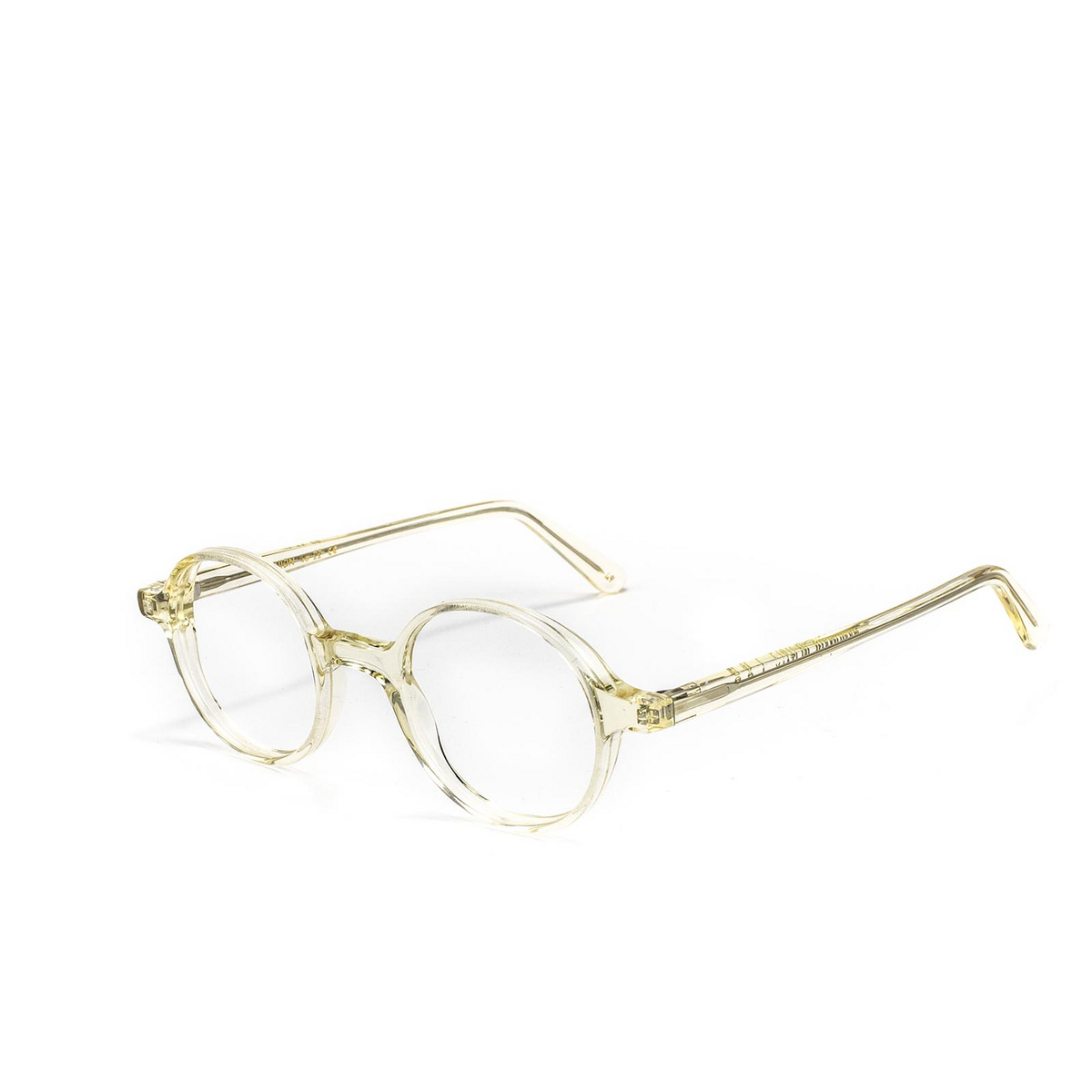 L.G.R® Round Eyeglasses: Reunion Opt color Champagne 49 - three-quarters view.
