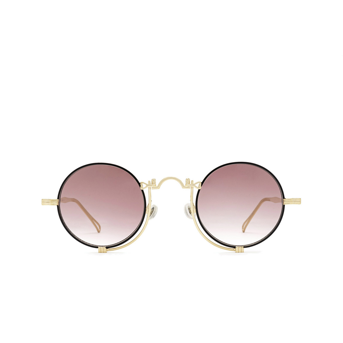Matsuda® Round Sunglasses: 10601H color Rose Gold - Matte Black Rg-mbk - front view.