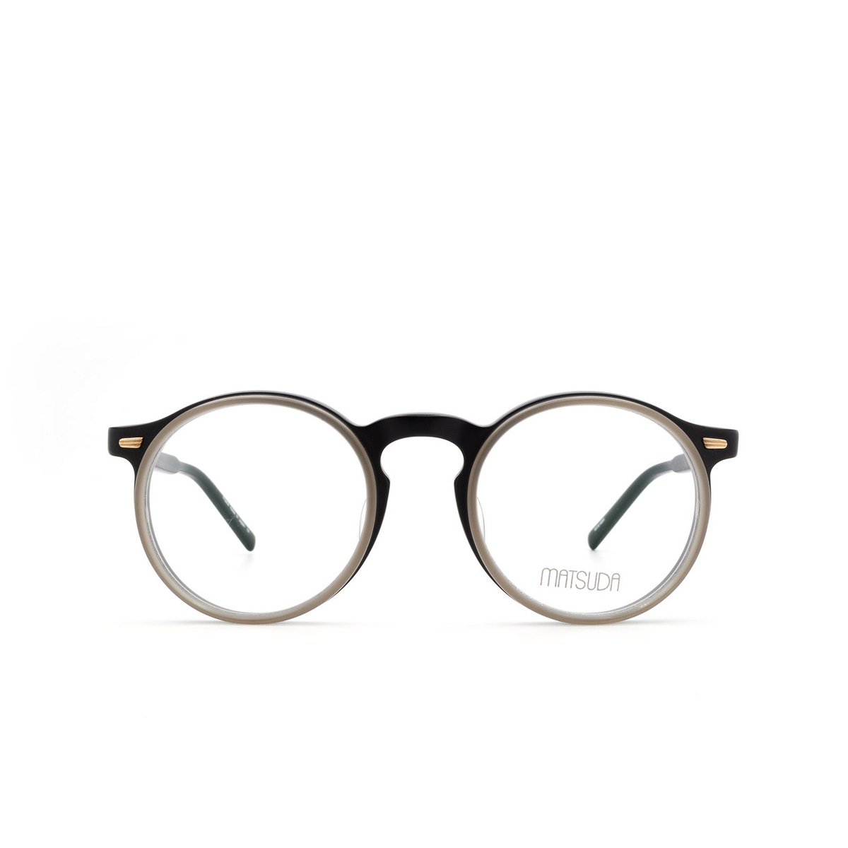 Matsuda® Round Eyeglasses: M1019 color Mcm-mbk - front view.