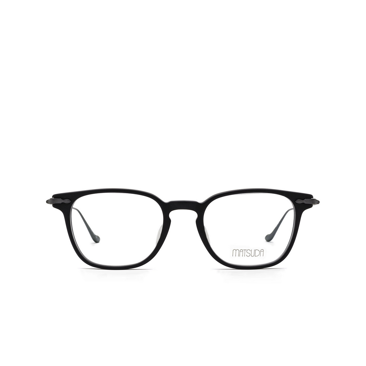 Matsuda® Square Eyeglasses: M2052 color Matte Black - Matte Black Mbk-mbk - front view.
