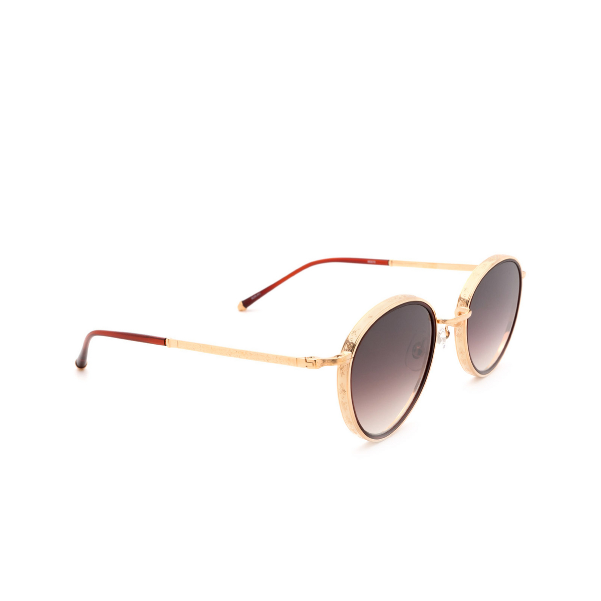 Matsuda® Round Sunglasses: M3070 color Bordeaux / Rose Gold Bor-rg - three-quarters view.