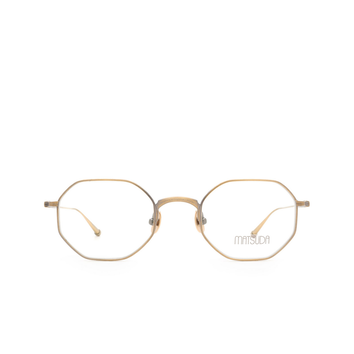 Matsuda® Square Eyeglasses: M3086 OPT color Antique Gold Ag - front view.
