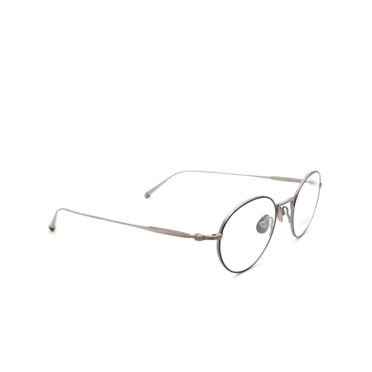 Matsuda® Round Eyeglasses: M3103 color Antique Silver As - three-quarters view.