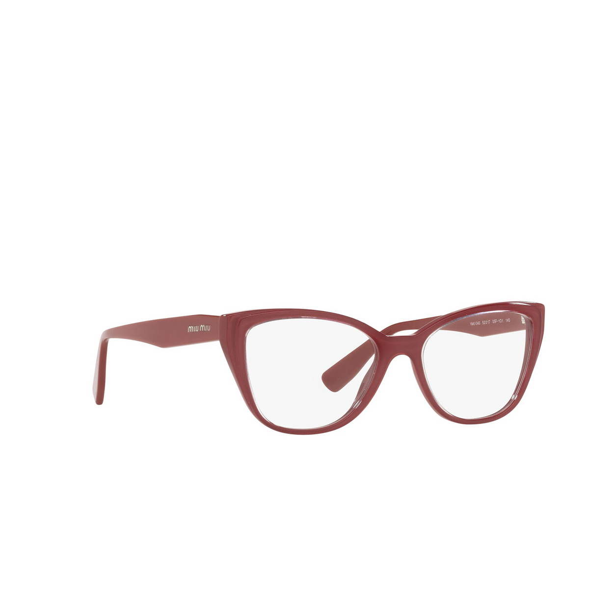 Miu Miu® Cat-eye Eyeglasses: Core Collection MU 04SV color Red 05F1O1 - three-quarters view.
