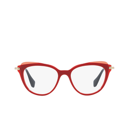 Miu Miu® Cat-eye Eyeglasses: MU 01QV color Red / Top Transparent Red VX91O1.