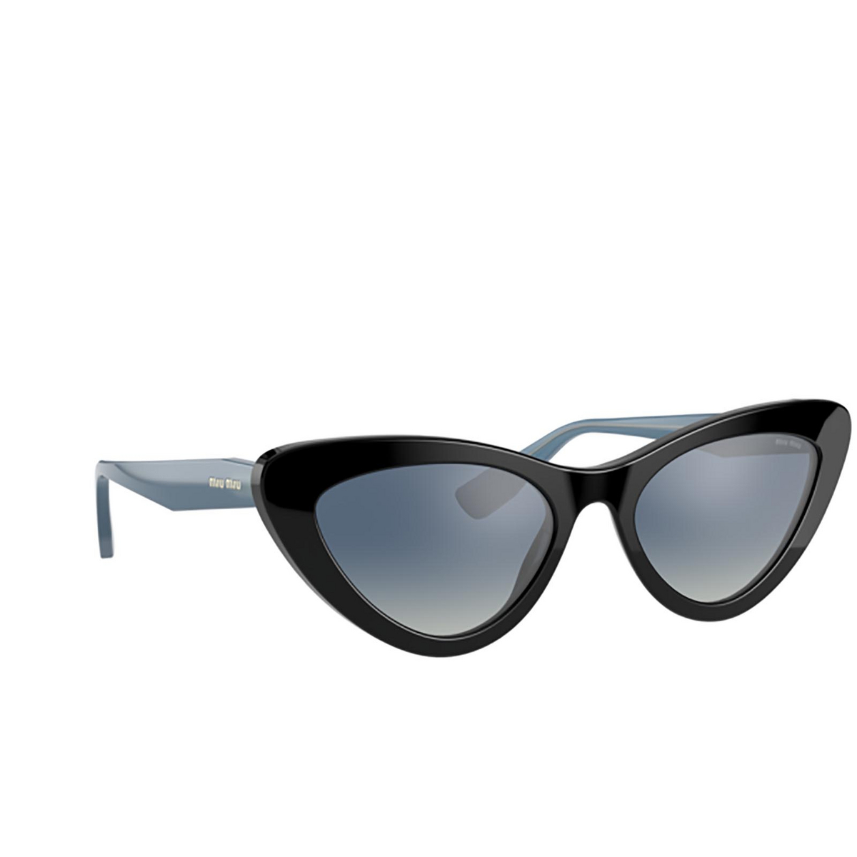 Miu Miu® Cat-eye Sunglasses: MU 01VS color Black 1AB3A0 - three-quarters view.