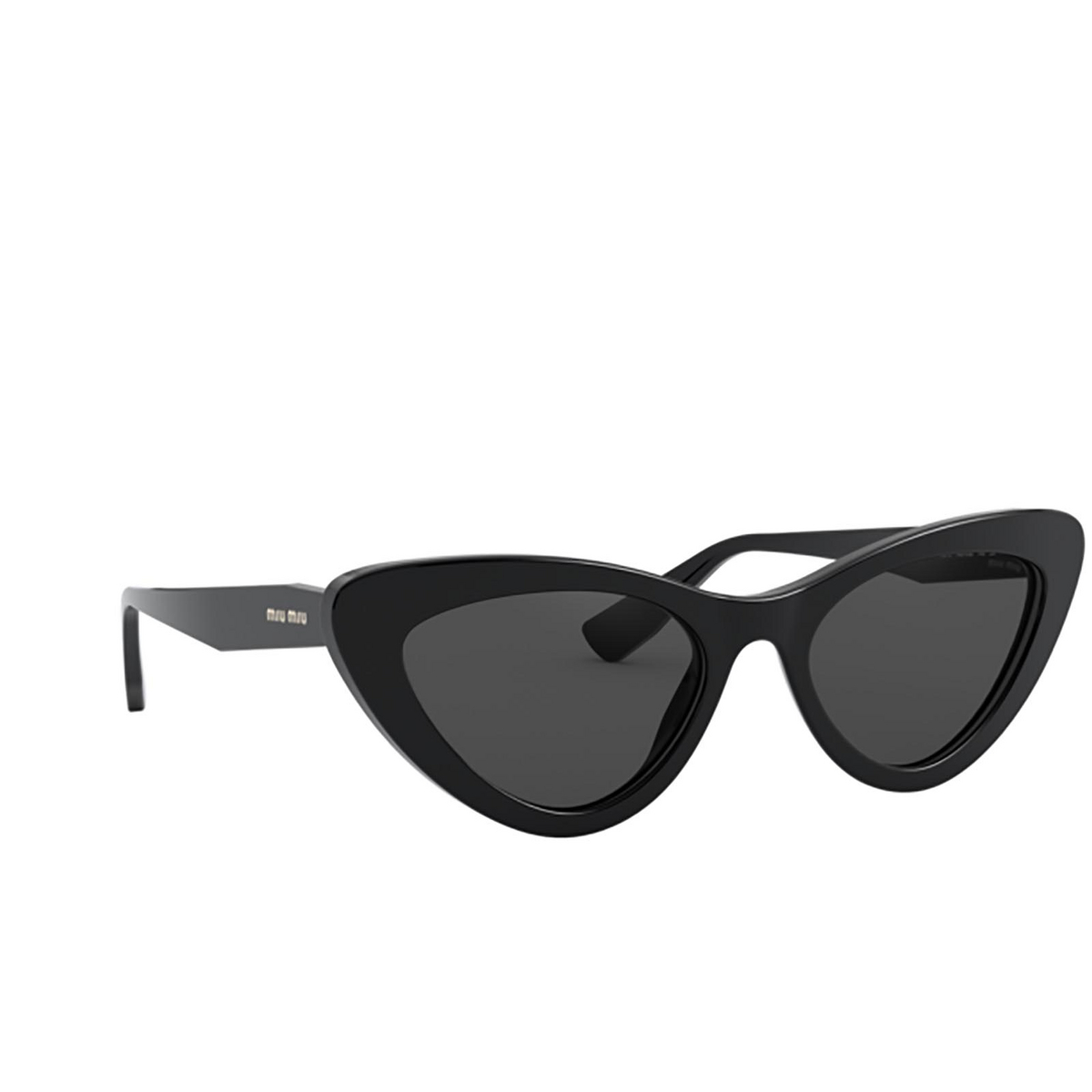 Miu Miu® Cat-eye Sunglasses: MU 01VS color Black 1AB5S0 - three-quarters view.