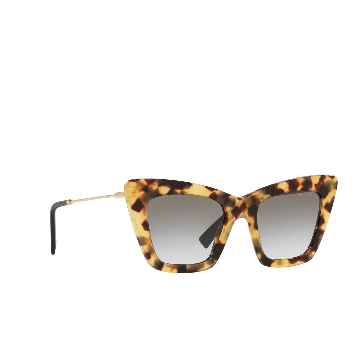 Miu Miu® Cat-eye Sunglasses: MU 01WS color Havana Light 7S00A7 - three-quarters view.