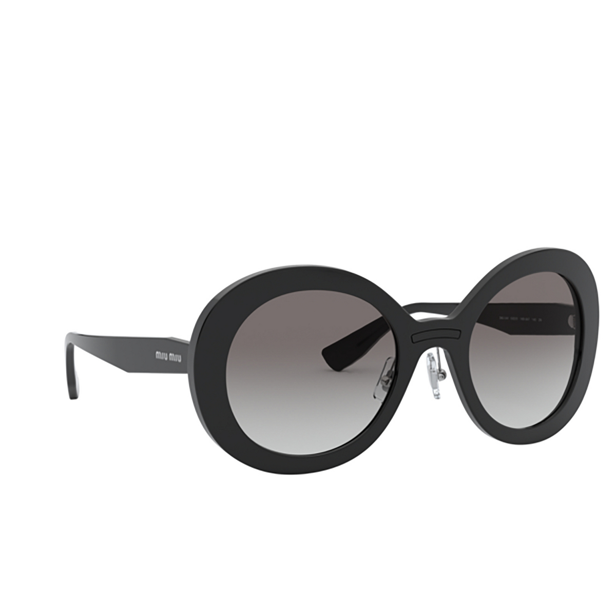 Miu Miu® Round Sunglasses: MU 04VS color Black 1AB0A7 - three-quarters view.