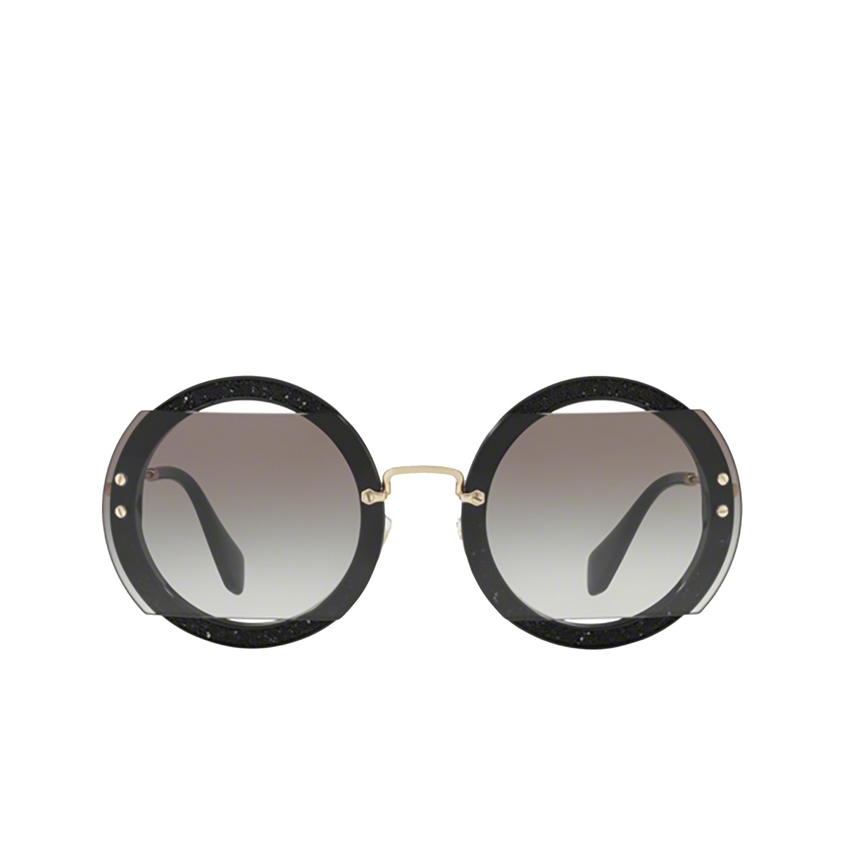 Miu Miu® Round Sunglasses: MU 06SS color Black 1AB0A7 - front view.