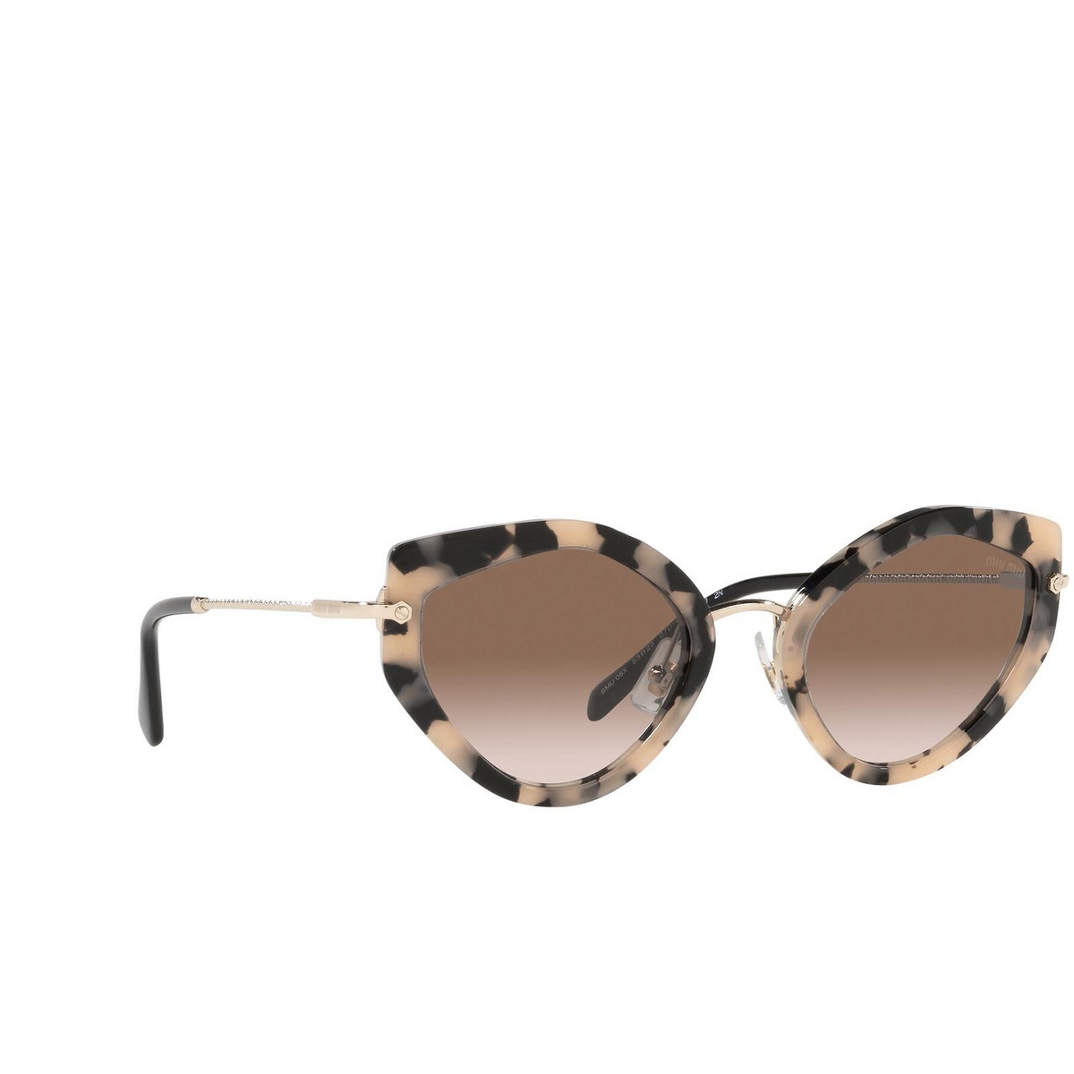 Miu Miu® Butterfly Sunglasses: MU 08XS color Havana Pink 07D0A6 - three-quarters view.