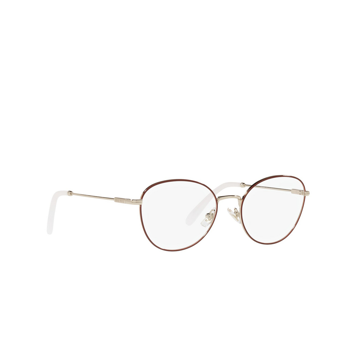 Miu Miu® Cat-eye Eyeglasses: MU 50UV color Bordeaux 09X1O1 - three-quarters view.