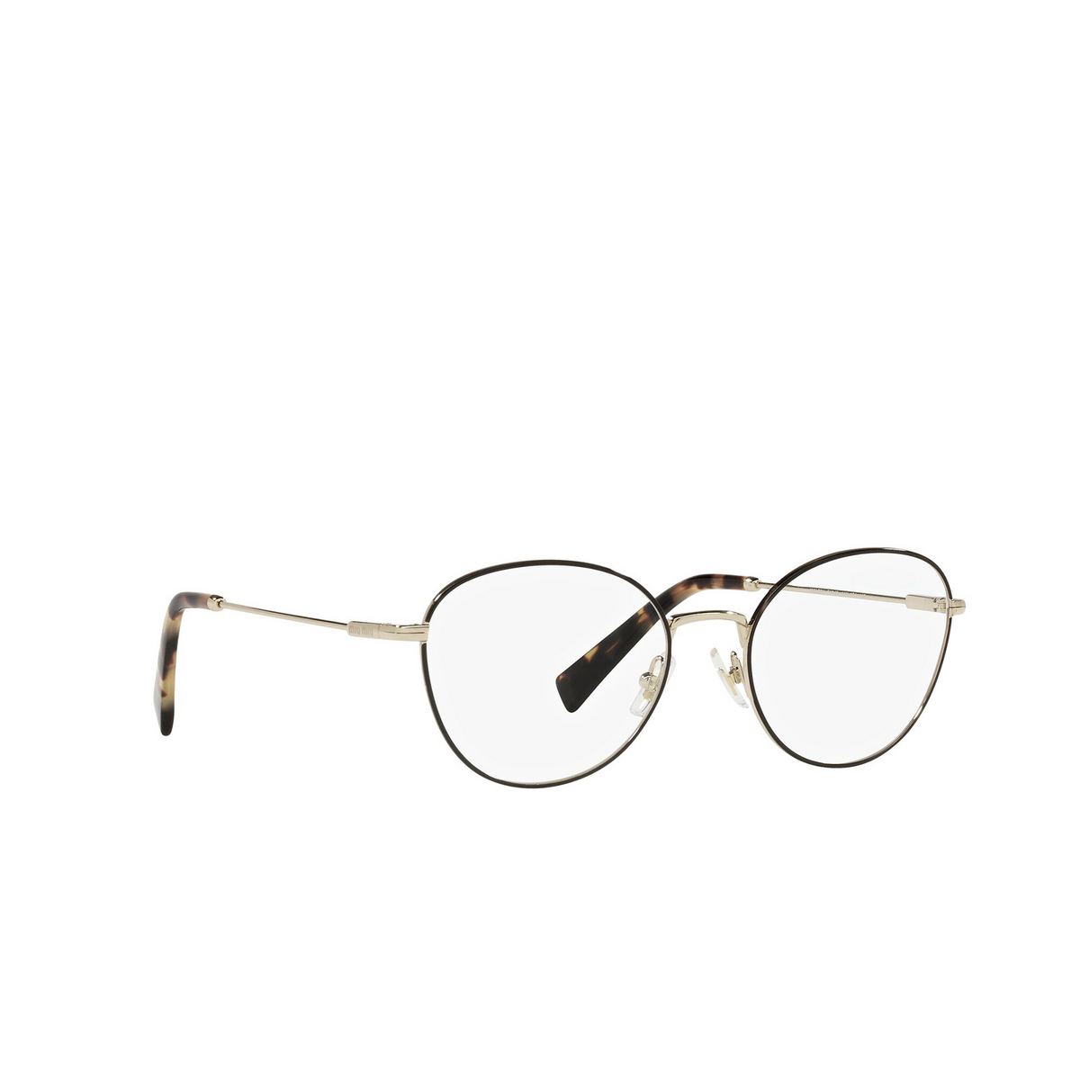 Miu Miu® Cat-eye Eyeglasses: MU 50UV color Black AAV1O1 - three-quarters view.