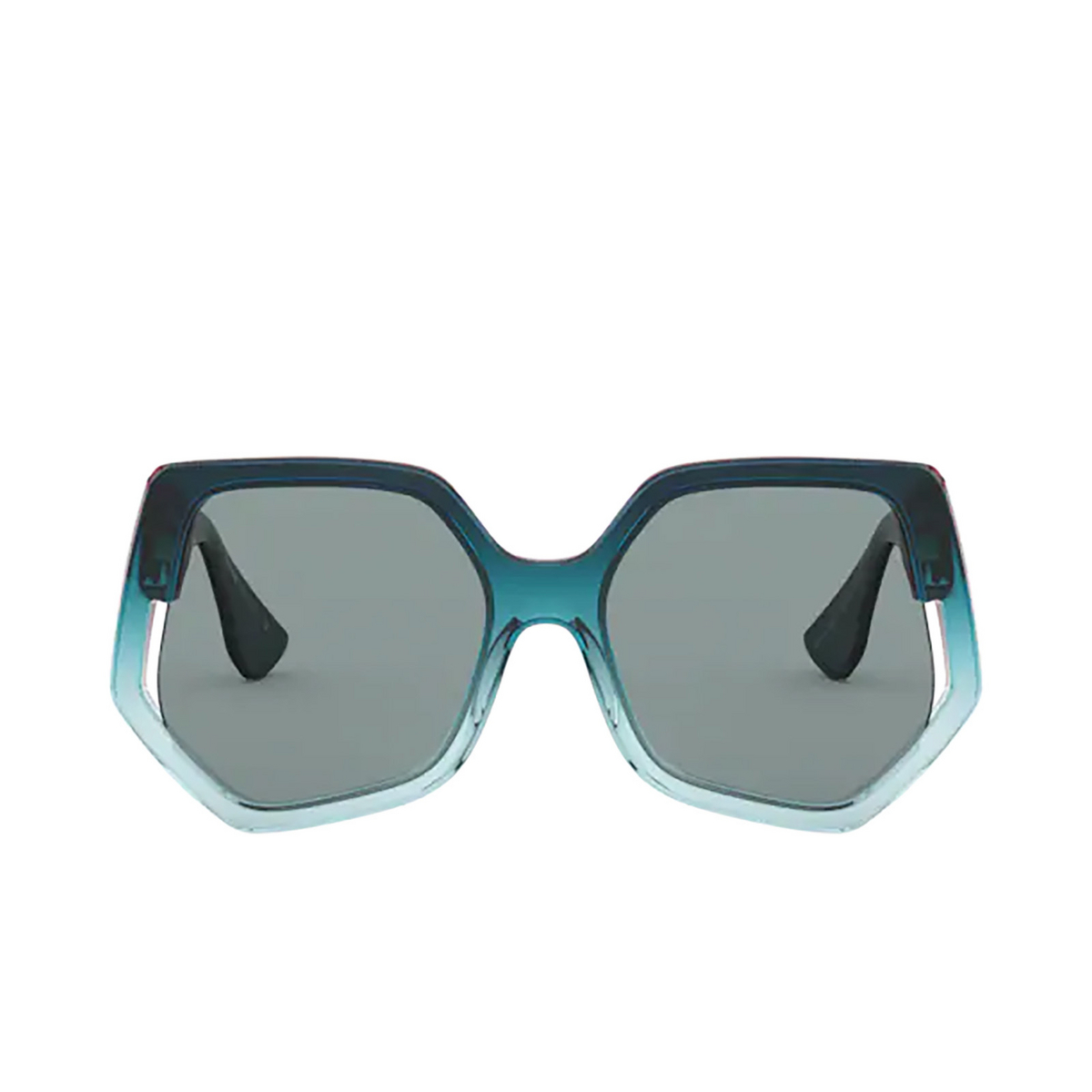 Miu Miu® Irregular Sunglasses: Special Project MU 07VS color Bordeaux Gradient Blue 03D3C2 - front view.